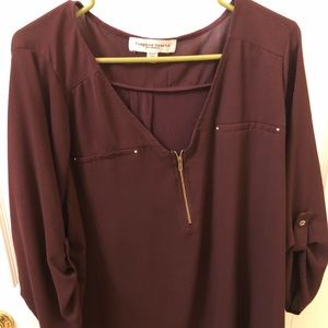 Burgundy Zip Blouse